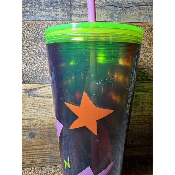 2022 Starbucks Green Stay Weird Eyeball Tumbler Venti Cold Cup With Straw - Picture 9 of 10